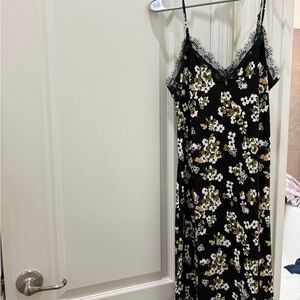 Michael Kors Floral Slip Dress with Lace Trim